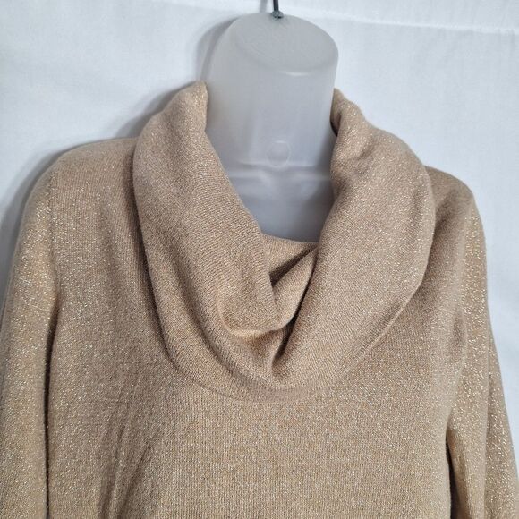 Chicos Womens Shimmer Cowl Neck Sweater Long Sleeve Oversized Rabbit Medium - Picture 3 of 10